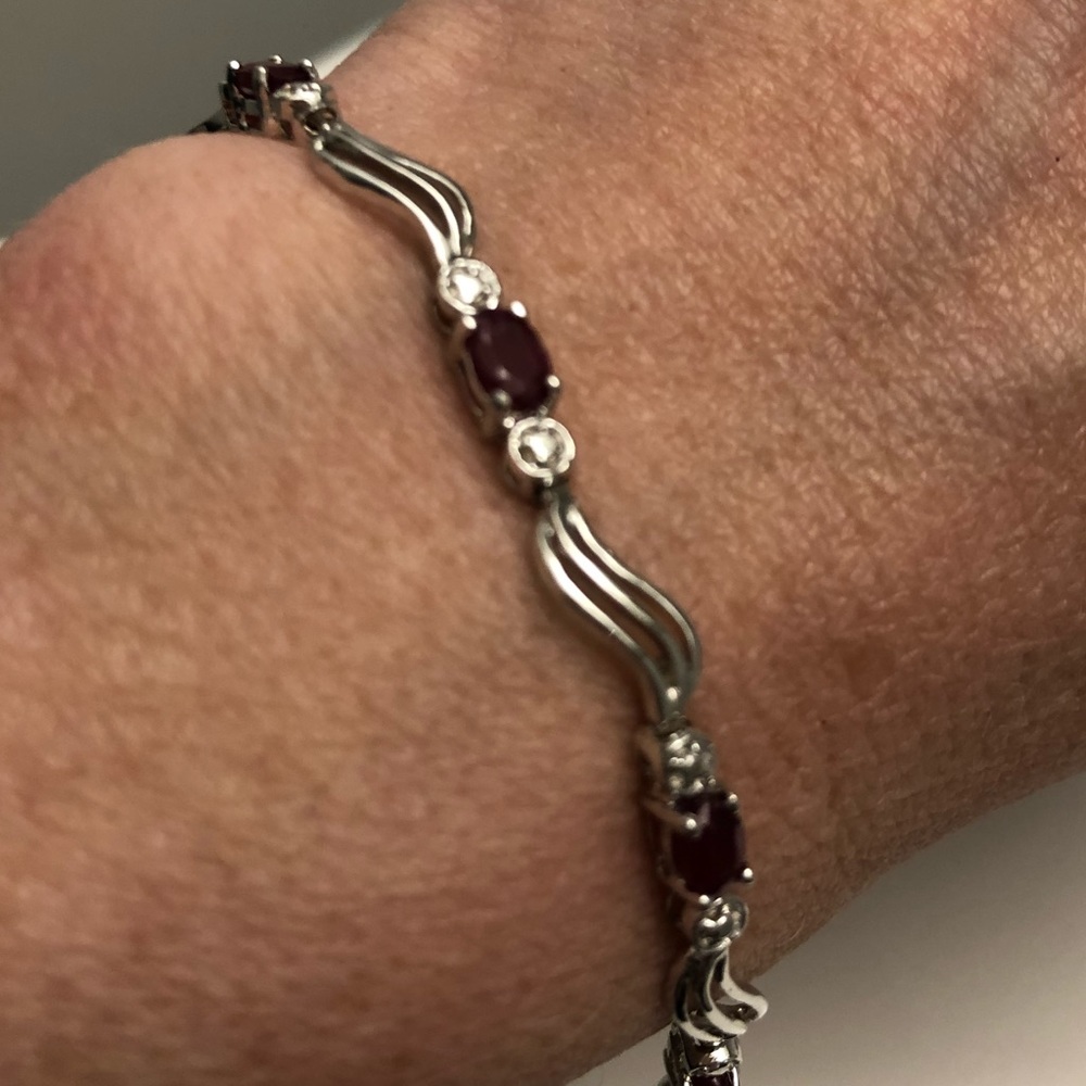 💖Deep red Ruby & diamond bracelet 3.02 CTW💖